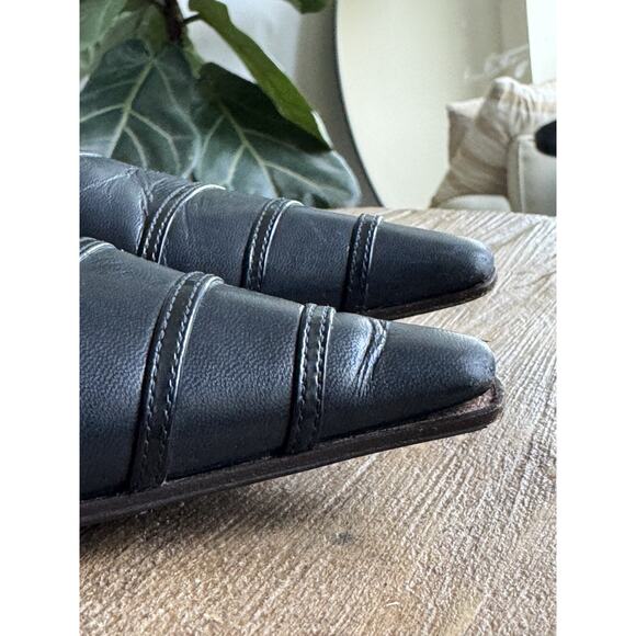 Vintage Chanel Navy Blue Heels Classic 735 40 9 US Point Toe Pumps Leather - Picture 15 of 15